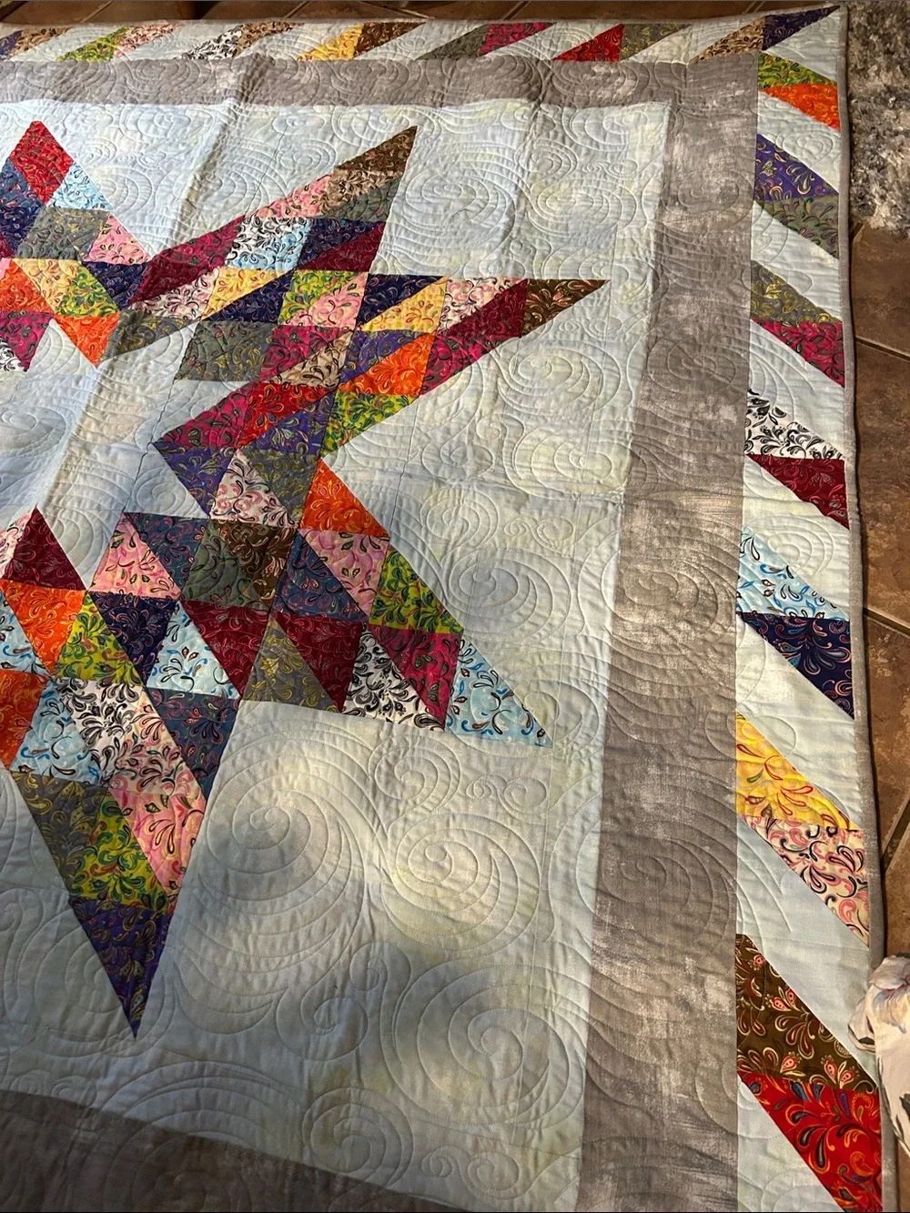 ONE OF A KIND - HAND RAFTED Starburst Quilt - Multicolor